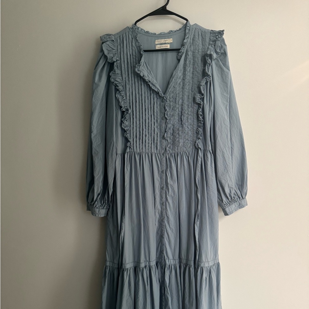 Christy Dawn Blue Ruffled Dress- Marguerite dress in Coneflower